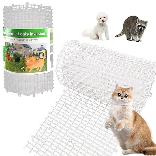 Kokmeya Tapis répulsif pour animaux de compagnie, blanc, 2 m avec 8 piquets de sol, 8 attaches zippées, tapis répulsif pour chats avec pointes douces pour...