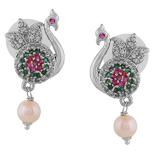 Estele Beautiful Peacock Designer Earrings with Cubic Zirconia Stones for Girls & Womens (B0C7N122WN) Amazon Price History, Amazon Price Tracker