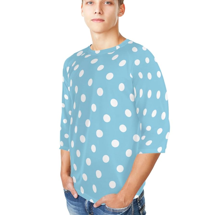 GREYSON 水色 ドット柄 シャツ Mサイズ 水玉 シャツ ドットシャツ メンズ 半袖[品番：BCYW0036131