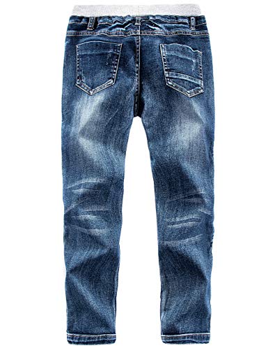 Boys' Denim Jeans, Ribbed Elastic Waist Cotton Pants for Kids2