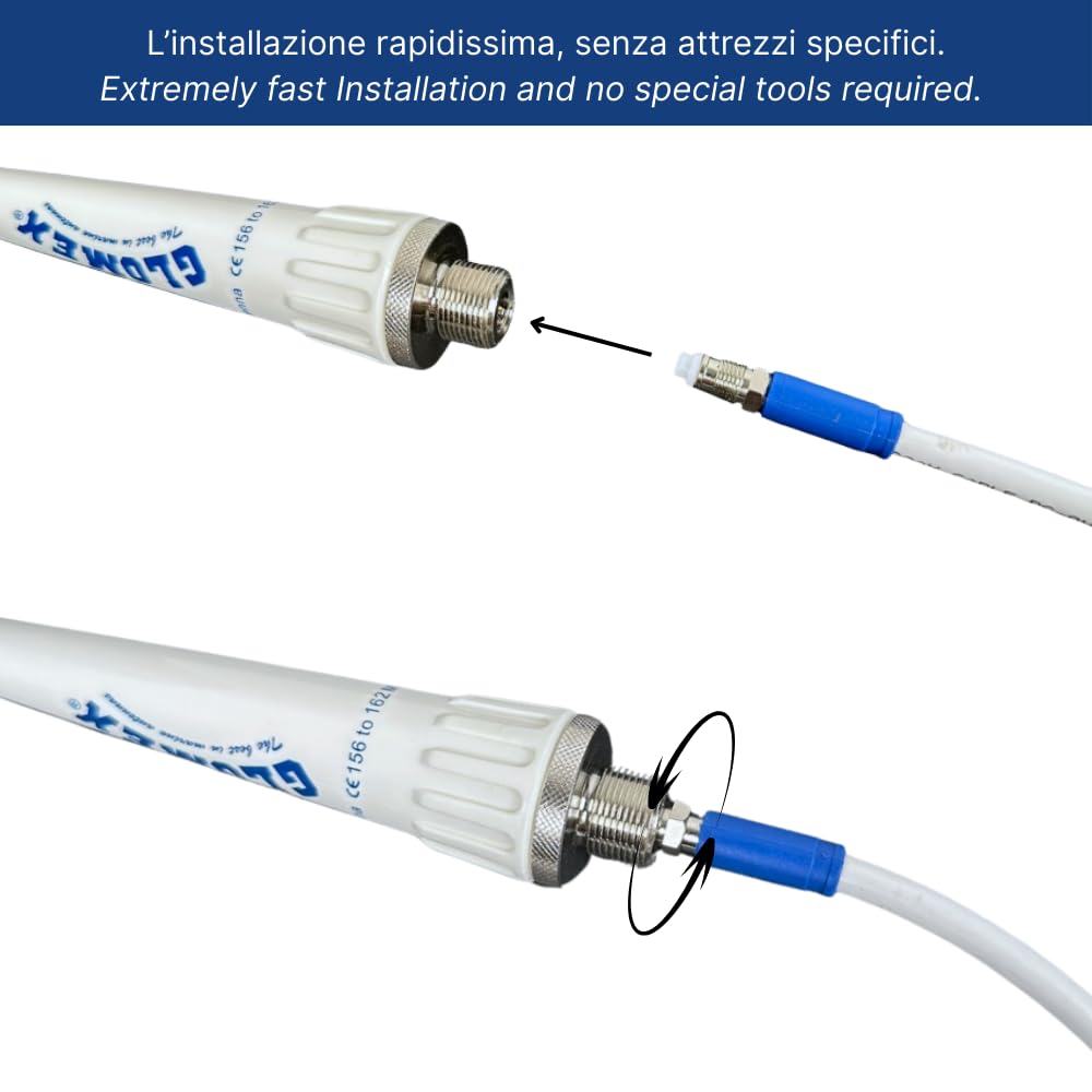 Glomex – Cable coaxial RG-8X de baja pérdida 6 m (50 ohmios), modelo RA350/6FME – Conectores FME preinstalados, ajuste rápido, para antenas Glomeasy VHF/AIS/DAB, para barcos, barcos, barcos, yates