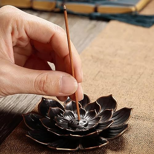 4PCS Lotus Brass Stick Incense Burner Holder,Sandalwood Burner, Stick Censer Household Yoga Studios Buddhism Nasturtium Incense Line Holder