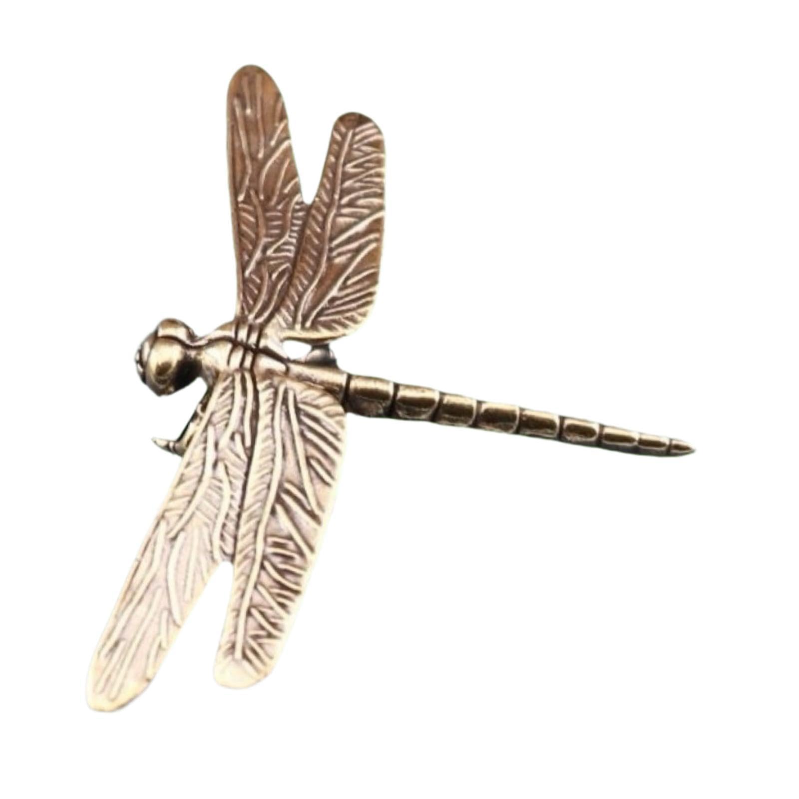 Dragonfly Statue Collectible Brass Dragonfly Figurines for Patio Lawn Office-image-9