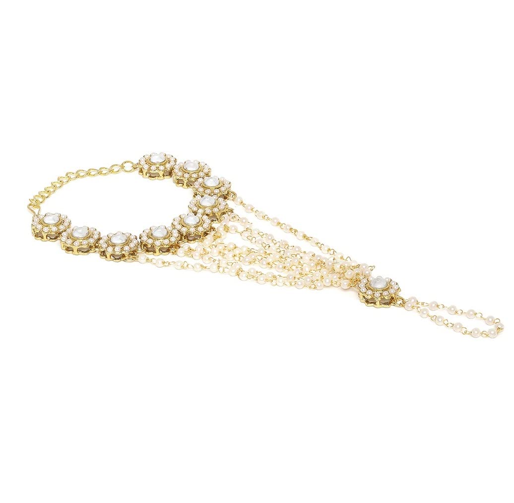 OOMPH Jewellery Gold Tone Kundan Floral Ethnic Hathphool Bracelet with Ring For Women & Girls Stylish Latest (BDP22_AMR1) (B0BS9RHM8P) Amazon Price History, Amazon Price Tracker