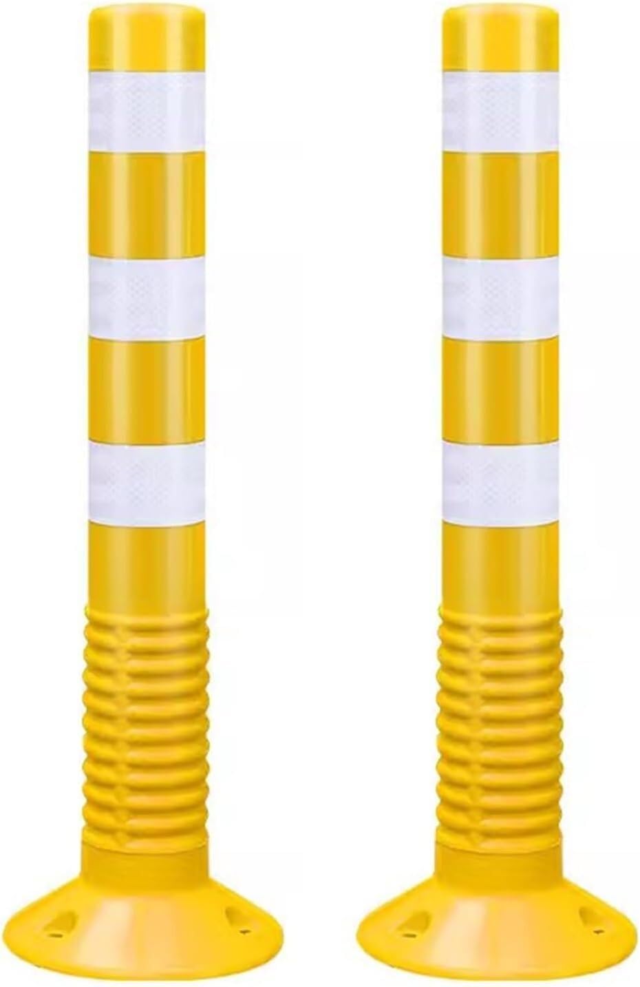 GHHVFEC Traffic Safety Ber Soft Rubber Parking Bollard Reflective Cone Yellow Traffic Post Roadblock Standalone Traffic Control Parking Lot Safety Equipment