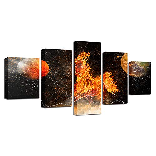 Tableau Cheval de flamme impression sur toile pour illuminer votre salon contemporain