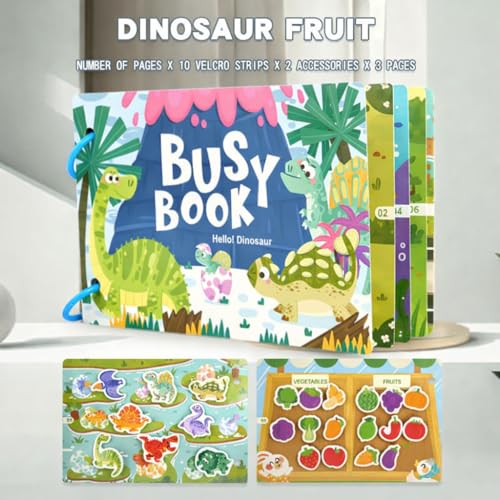 Image of Toddler Busy Book - Activity Binder for Kids 3+ Years | Montessori Learning Busy Board | Activity Book | Educational Toy | Easy to Carry Travel Book | Return Gift for Kids (Dinosaur)