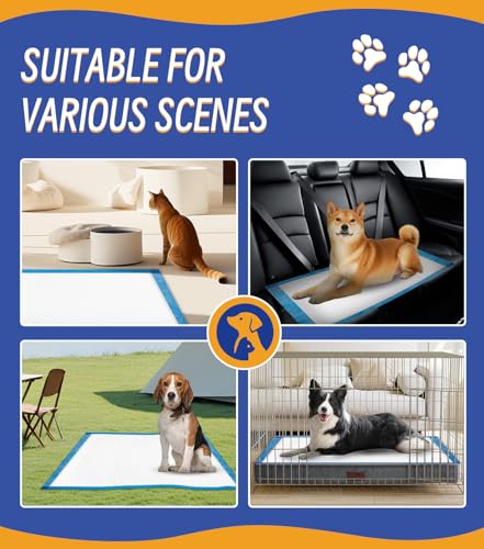 Image of Large Puppy Pee Pads 22x36 Inch 100-Pack | Extra Absorbent Potty Training Pads for Dogs | Leakproof Quick-Dry & Odor Blocking Pet Housebreaking Supplies