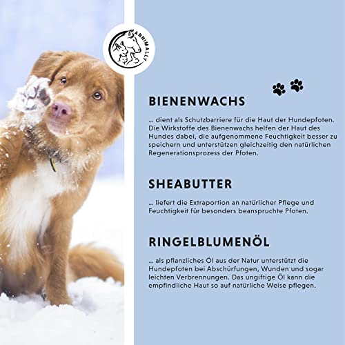 Annimally Pfotenbalsam Hund 50g - Pfotenschutz Hund und Pfotenbalsam Katze mit Bienenwachs, Sheabutter & Ringelblumenöl - Pfotensalbe für die Pfotenpflege Hund im Winter & Sommer - Hundepflege