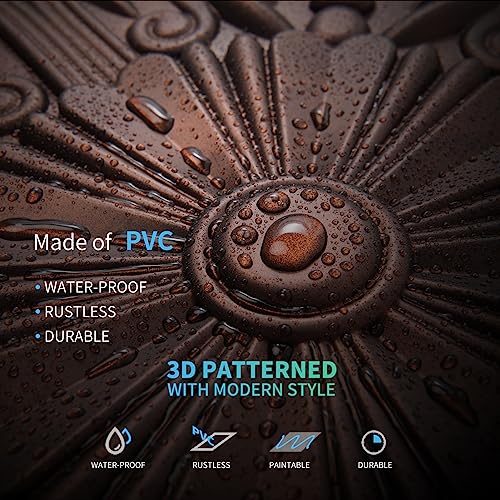 Image of Art3d Drop Ceiling Tiles, Glue up Ceiling Tiles, 2'x2' Plastic Sheet in Antique Copper (12-Pack, 48 Sq.ft)