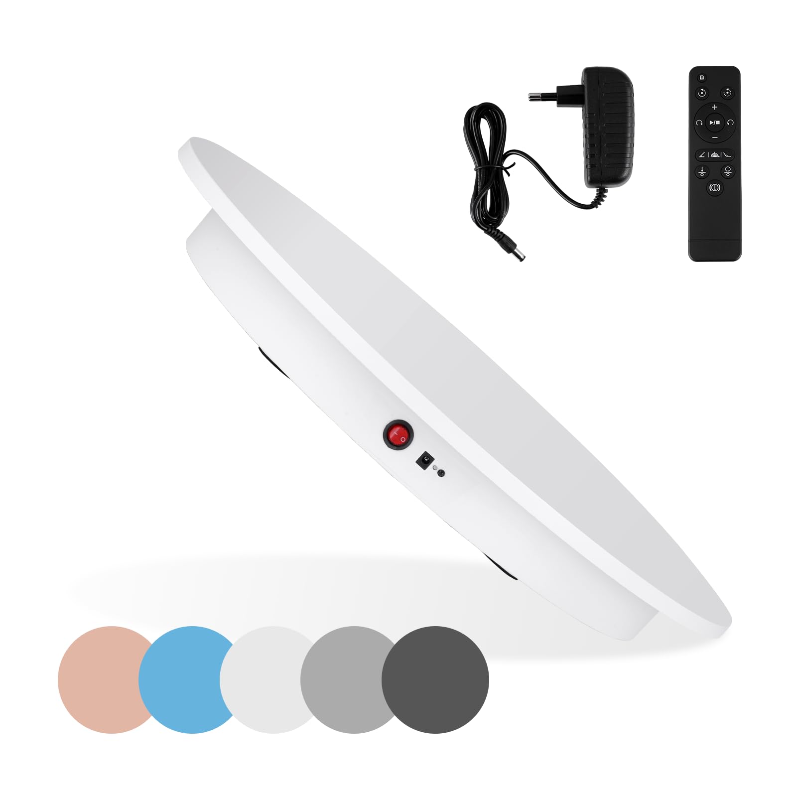YJINGRUI Plato giratorio eléctrico de 60 cm, plato giratorio eléctrico para fotografía, plato giratorio con mando a distancia, soporta 150 kg, ángulo de velocidad y dirección ajustable (blanco)