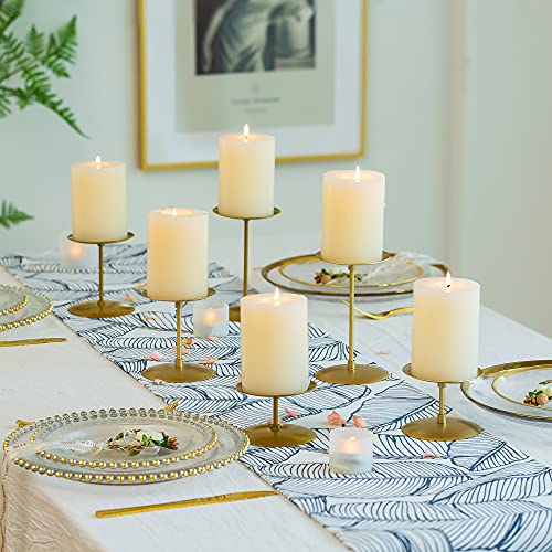 Pillar Candle Holders Candle Plates - Set Of 6 Candelabra Candle Stand Iron Plate Minimalism Modern Home Mantel Dinning Table Christmas Decorations Centerpiece For Wedding, Party, Events, Gold #TOP2