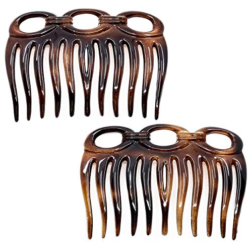 Camila Paris CP826/2 French Hair Side Comb 3 inch Small, Tortoise Shell Flexible Durable Cellulose Hair Combs, Strong Hold Hair Clips for Women, No Slip Styling Girls Hair Accessories, Made in France