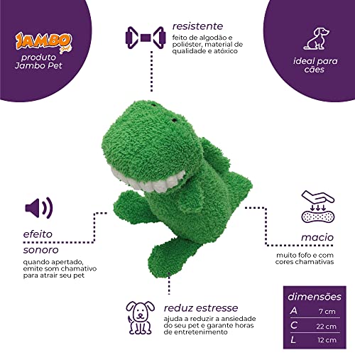 JAMBO PET | Brinquedo Para Cachorro Mordedor Pelúcia Dentinho Dinossauro | Tamanho Único | Para Cães