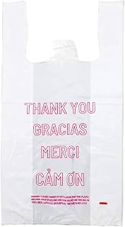 [100 pack] Thank you Plastic bags, T shirt bags, To Go Bags, Grocery bags, Reusable and Disposable Bags, Small Business Bags, Take Out Bags, Retail Bags, 11 inch x 6 inch x 22 inch, Large (100)
