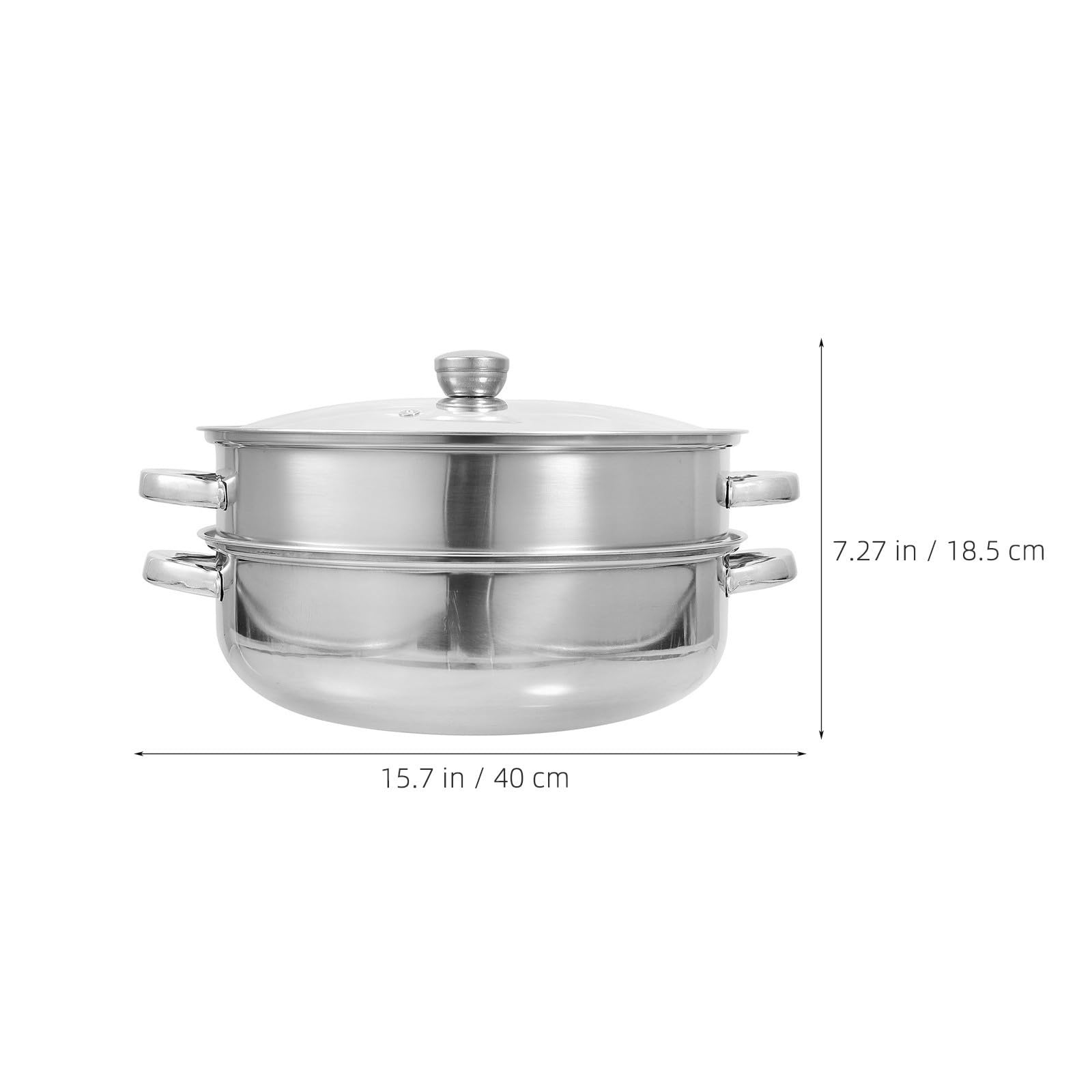 Operitacx Vaporiera Doppio Strato in Acciaio Inossidabile con Manici Ergonomici e Vetro, Compatibile per Cucina Domestica e Cottura a Vapore di Verdure e Zuppe