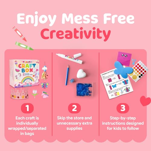 Image of Mumaloo Kids Craft Kit - 10 Unicorn & Mermaid Art Projects | No Mess . All Supplies Included . Ages 3 4 5 6 7 8 . Educational Gift for Girls . Toddler Arts and Crafts