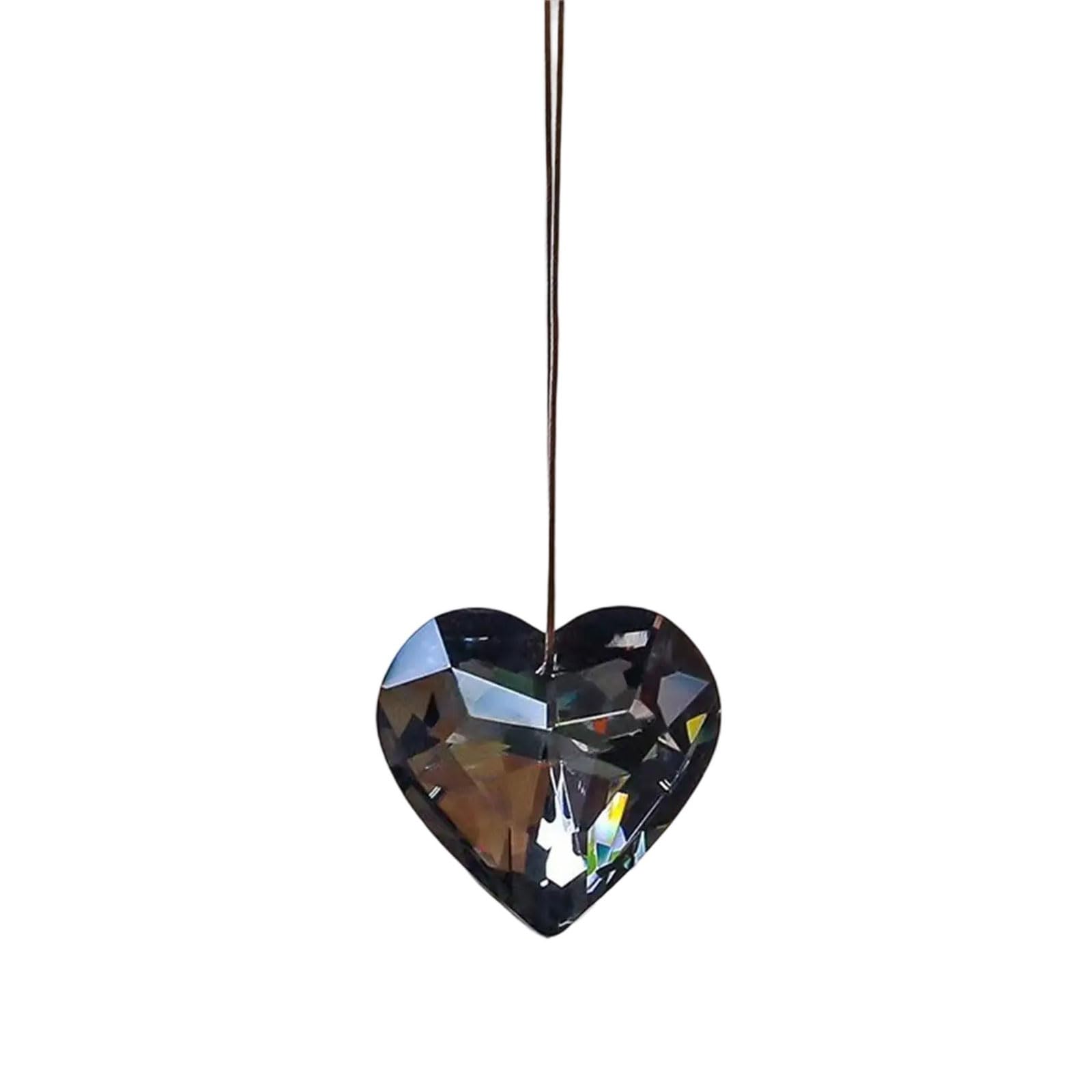 Tfaoys Transparent Black Love Heart Crystal Sun Catcher Hanging Ornaments For Enhancing Aesthetic Decors Home And Garden Space Car Hangings Crystal Hanging Decors