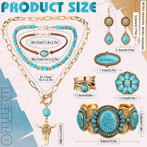 Image of Ecally Western Turquoise Jewelry Set for Women