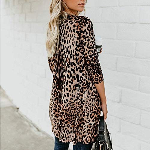 Image of Womens Leopard Print Cardigan Lightweight Long Sleeve Open Front Fall Cardigans S-XXL