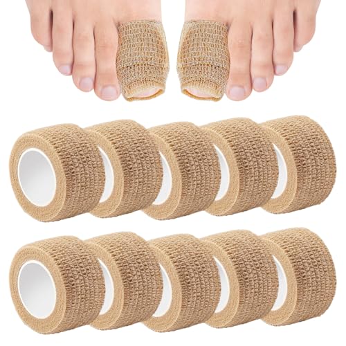 Toe Bandage 10 Pcs Big Toe Protector Bandage Toe Tape Broken Big Toe Little Toenail Protectors Women Men Toe Guards for Feet Sleeve Toes Cushions for Pain Relief Runners Big Toes Caps Covers