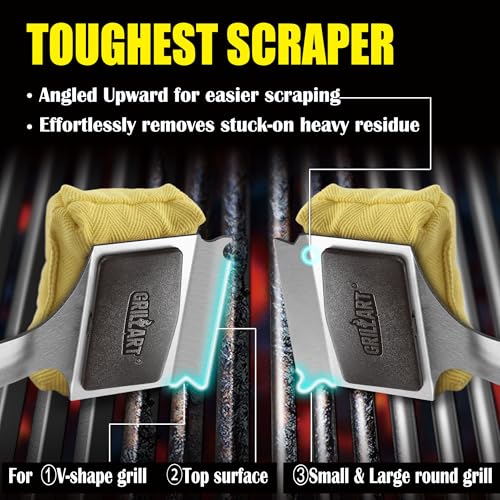 GRILLART-Grill-Brush-for-Outdoor-Grill-Bristle-Free-Reinforced-Grill-Cleaner-Scraper-BBQ-Brush-Replaceable-Head-Barbecue-Grill-Cleaning-Brush-Safe-BBQ-Accessories-Grill-Tools-Gifts-for-MenDad