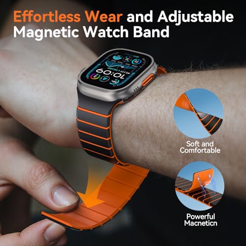 Image of X-it Magnetic Watch Band for Apple Watch Ultra 49mm, 46mm /45mm /44mm, Silicone Sport Strap with Strong Magnet for Men and Women, Compatible with Apple Watch Series 11 /10 /9 /8 /7 /6 /5 /4 /3 /2 /1 and SE