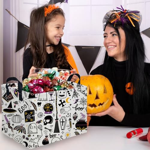 Image of Halloween Ghost thriller basket,Empty Halloween basket,Horror and thriller decor,Trick or Treat Box for Boys and Girls,Horror decor(Magic Halloween)