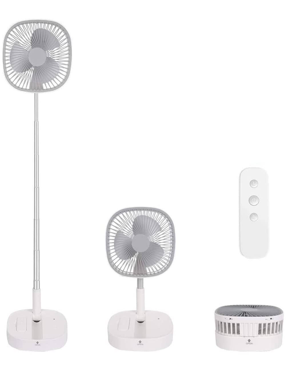 Portable Pedestal Fan - Outdoor Standing Fans Foldable Telescopic Desk Fan,Remote Control Wireless Use with Usb 7200MAH Rechargeable Battery 4 Speed,Quiet Timer Adjustable Height
