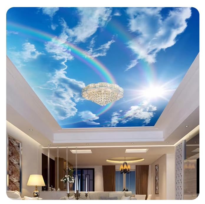 Papier peint 3D ciel bleu arc-en-ciel grand format 200x140 cm