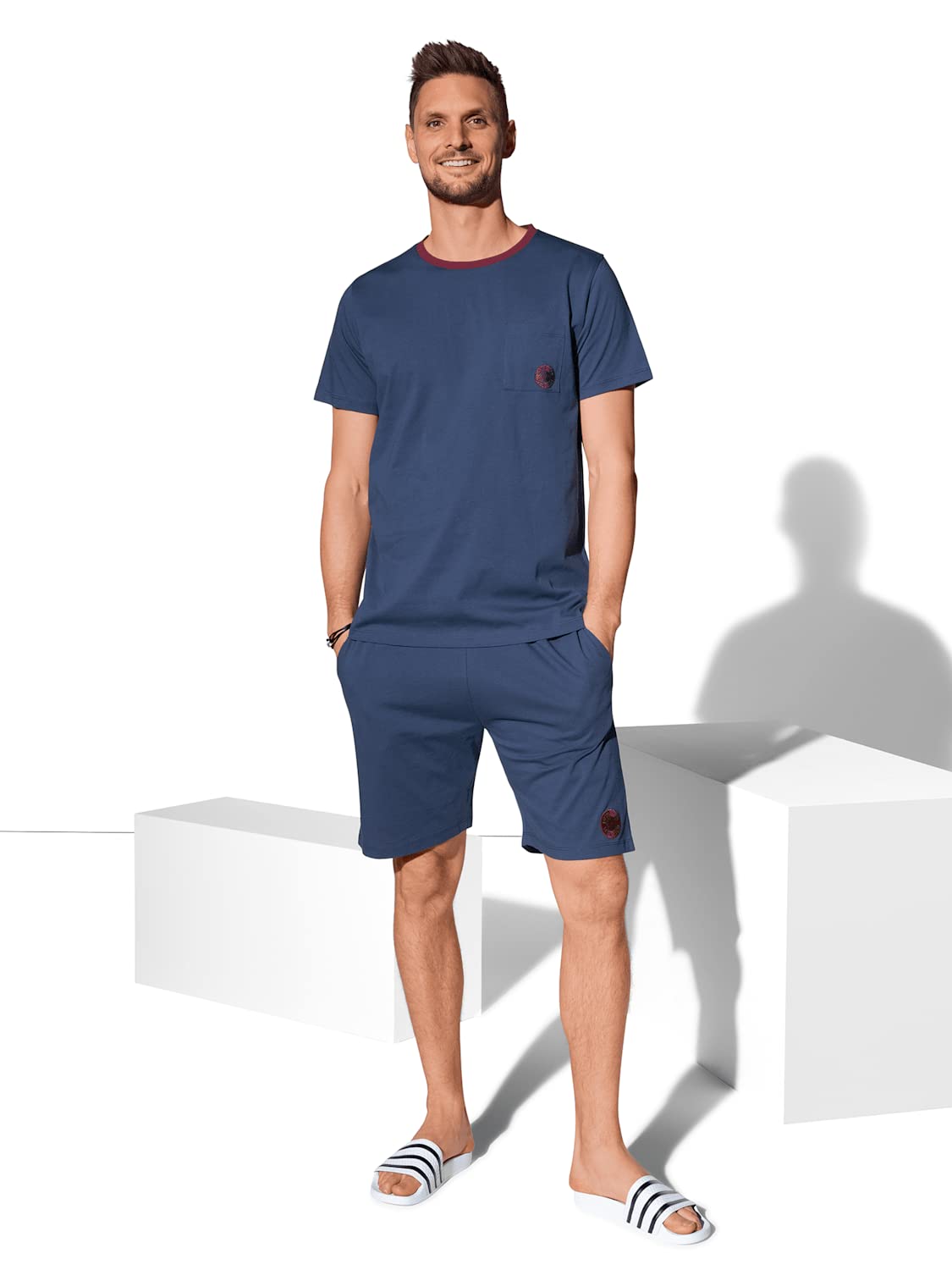 FC Bayern München Herren Shorty Navy | kurzer Schlafanzug | FCB | Größe S