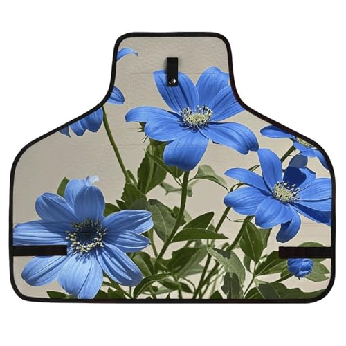 Delantal de trabajo azul cian con flores miniatura 1