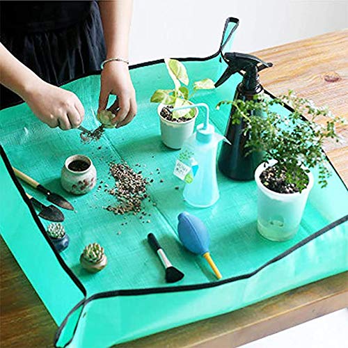 Tappetino Rinvaso Piante 2 Pezzi | Impermeabile Con Attrezzi | 100x100cm E 50x50cm | Per Giardinaggio - Foto 8