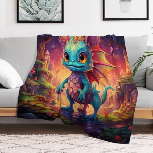 Couverture motif ptérosaure 3D douce et chaude pour canapé enfants - 3