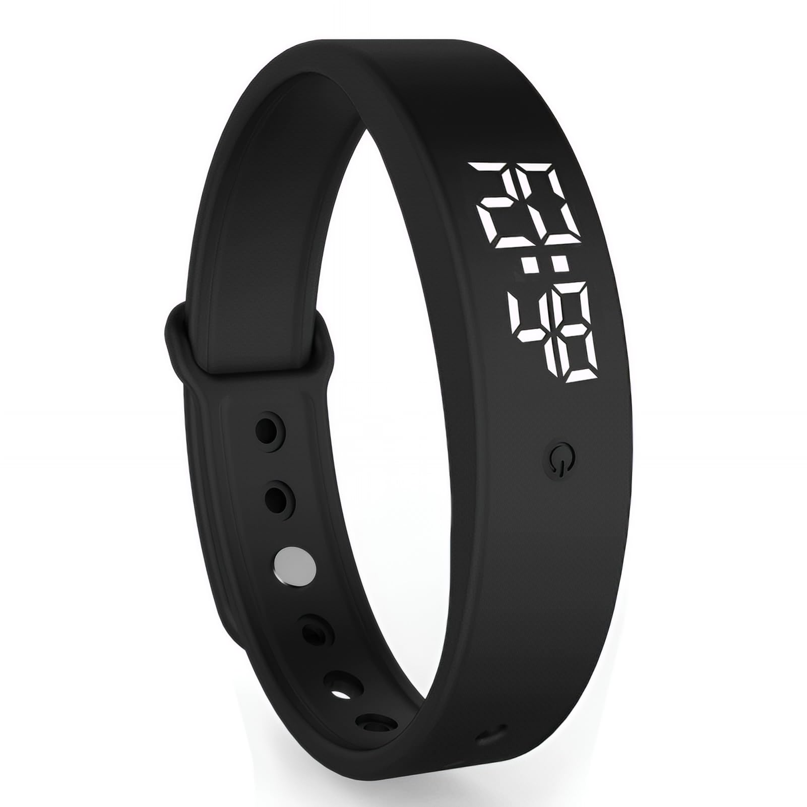 Vibrating Alarm Wristband Waterproof Silent Reminder Watch Temperature Measurement Can Set 10 Personal Alarms USB Charging for Hearing Impaired/Heavy Sleepers/Deaf/who with New Borns Black