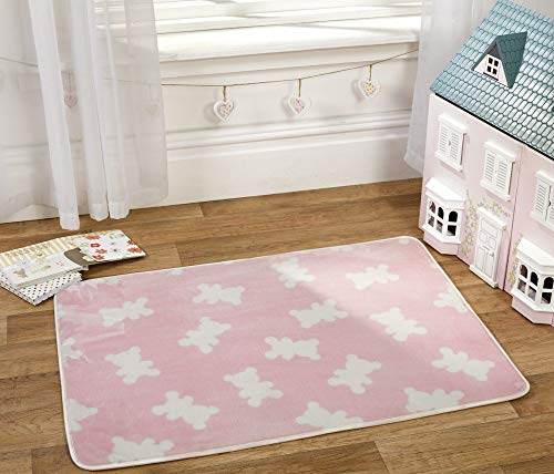 Flair Rugs Alfombra infantil con estampado de osos para niños, color rosa, 70 x 100 cm Cover