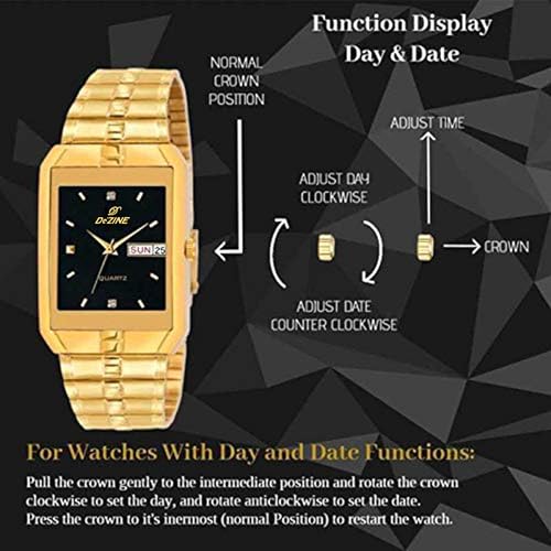 Image of Dezine Men's Day Date Display Golden Analog Watch