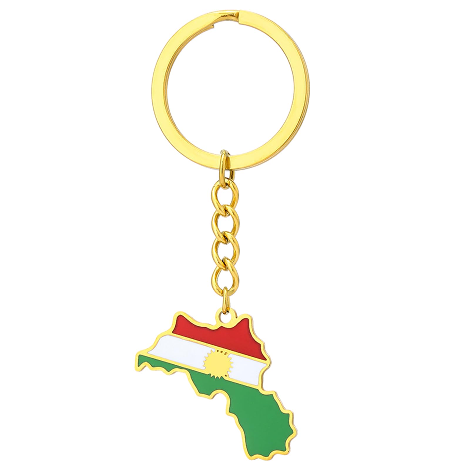 CHIZISX Gold/Silver Color Pendant Keychain Kurdistan Flag Shapes Rings Ethnic Maps Keyrings Personalized Accessory Collectible Keychains