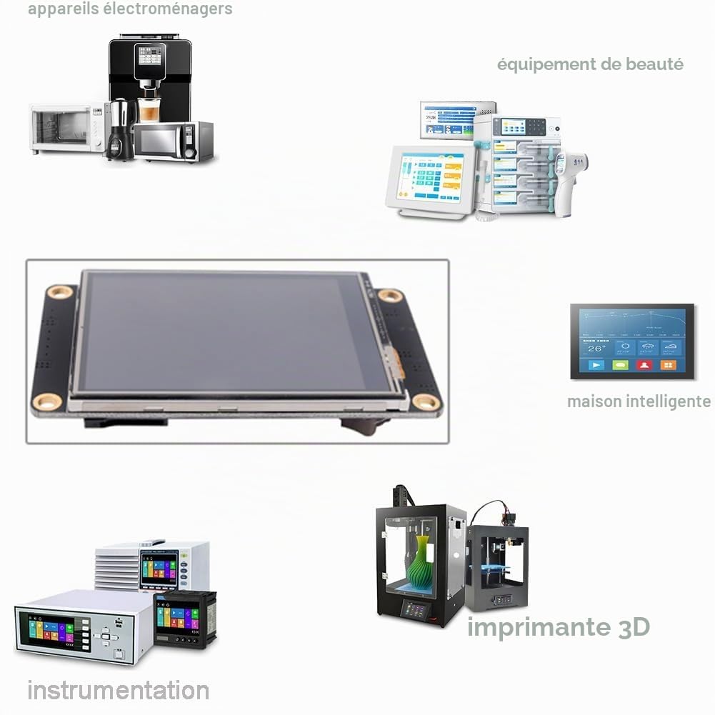 DIYmalls Nextion Enhanced 3,5" Écran NX4832K035 Tactile résistif HMI 5V TFT LCD 480x320 pour Arduino ESP32 Board