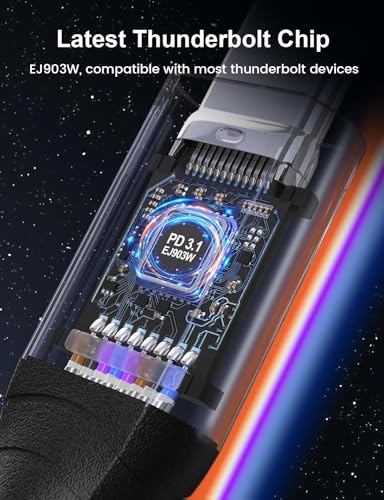 Image of XAOSUN USB 4 Cable for Thunderbolt 4, Right Angle 90 Degree, 240W USB C to USB C with 40Gbps Data, 8K@60Hz Display, 2ft / 0.6m for Thunderbolt MacBook Docks eGPU Hub