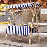 HARELA Marktstand Imbisswagen, Faltbarer Verkaufsstand, Marktstand-Ausstellungsständer für Outdoor, für Straßen-/Bauernmärkte/Handwerksausstellungen(Blue A,120cm/47.2in)