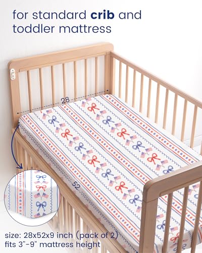 Image of 4th of July Crib Sheets 2 Pack, Patriotic Red White Blue