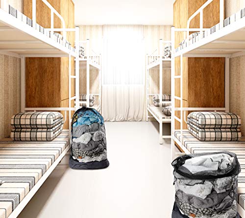 Plusmart Mesh Laundry Bags with Drawstring, 24" x 36" Extra Large Laundry Bags with Staps, for Travel, College Dorm, Apartment, Family, 4 Pack, Black, Machine Washable - Thumbnail 6
