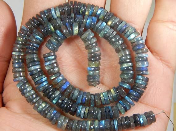 Perles en labradorite véritable 7x8 mm pour fabrication collier perle