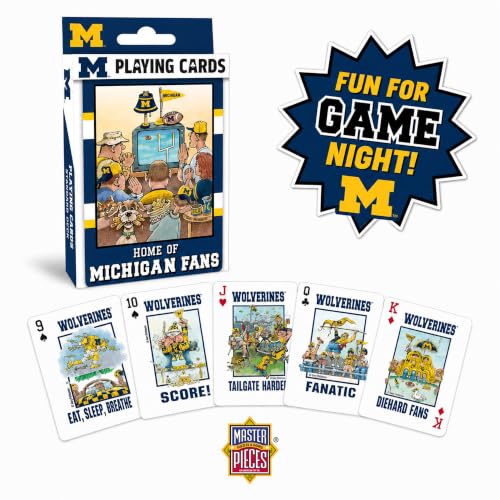 Image of Masterpieces Adult Playing Cards - Michigan Wolverines Fan Deck, 54 Poker Cards