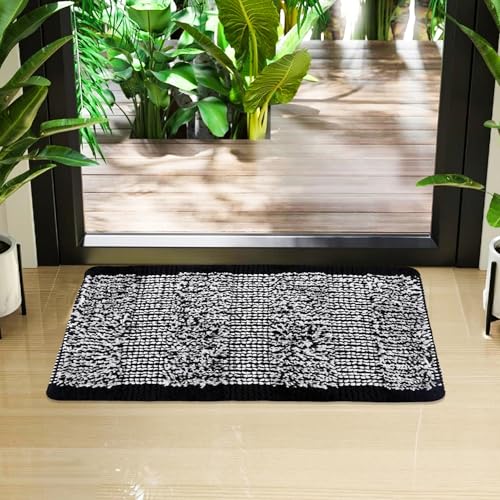 Image of Kuber Industries Door Mat | White Cut Loop Doormat | Microfiber Entrance Mat | Entry Doormat | Office Entrance Door Mat | Door Mat for Home | Door Mat for Living | Black