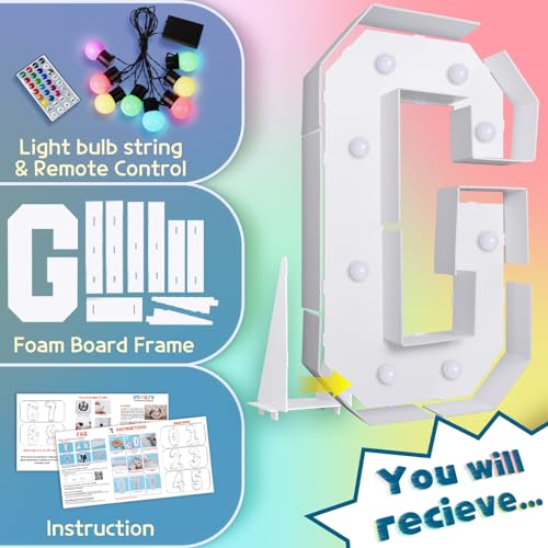 Image of Imprsv Colorful 3FT Marquee Letters G, 18 Colors Large Light up Letters