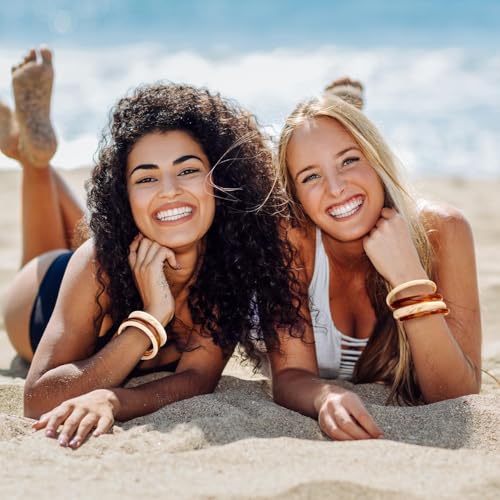 SYGY 4PCS Chunky Acrylic Bangles Bracelets for Women, Geometric Acrylic Resin Wide Thin Bangle Bracelet, Geometric Round Wristbands, Plastic Bracelet for Women3