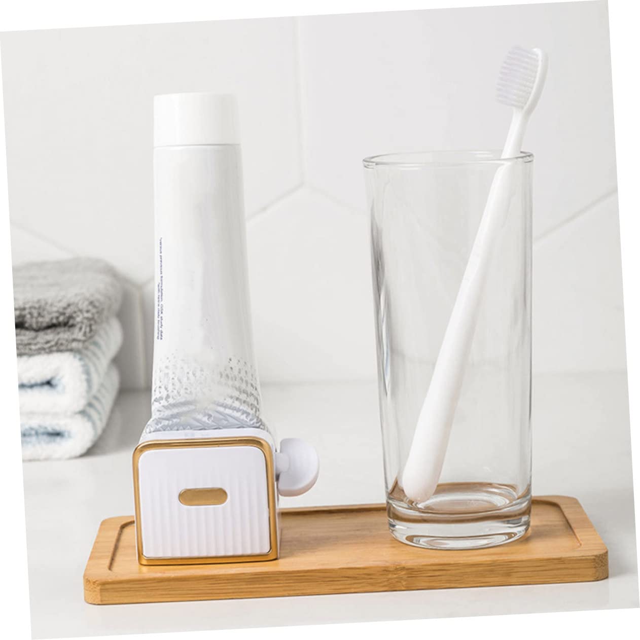 GOOHOCHY 4 Pcs Toothpaste Squeezer Toothpaste Dispenser Tube Squeezer Tool Wall Toothpaste Holder Rotating Dispenser Useful Toothpaste Holder Removable Toothpaste Holder Tube Roller Pp