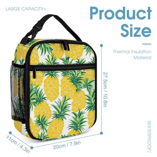 Pineapples Pattern Cute Backpacks Set Lightweight Lunch Bag Aesthetic Pencil Cases for Travel Work4
